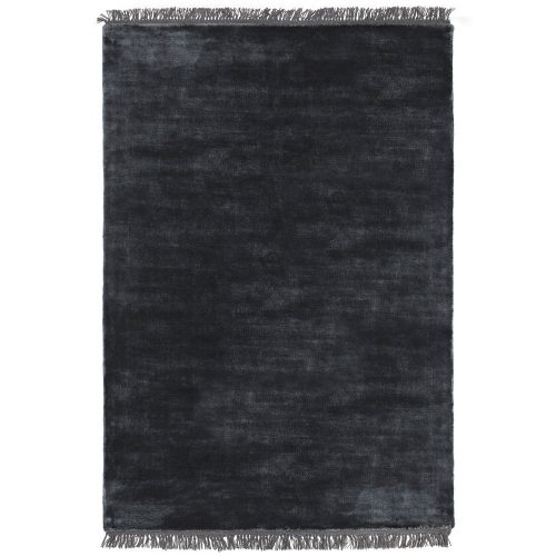 Luna Midnight, sötétkék selymes felületű, kézi csomózású prémium rojtos szőnyeg
