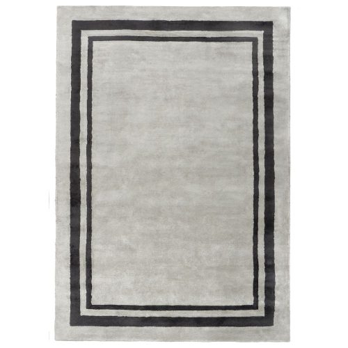Strada Grey with elegant black border, velvety surfaced, hand-woven premium carpet 160x230 cm