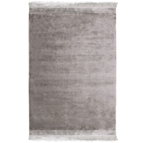 Horizon Dark Grey, szürke bársonyos felületű, kézi szövésű prémium szőnyeg rojttal