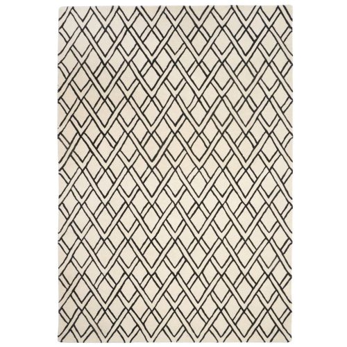 Brooklyn, black-beige, geometric patterned, velvet surface, hand-woven premium rug 160x230 cm