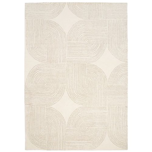 Ornate Beige, világos bézs, geometriai mintás, bársonyos felületű, kézi szövésű prémium szőnyeg 160x230 cm