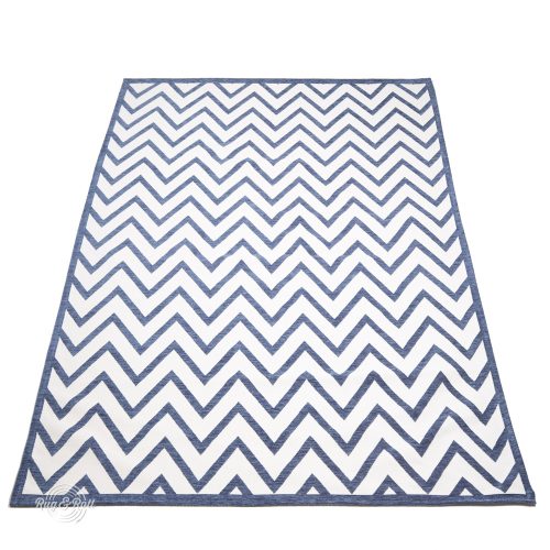 CHEVRON Blue L Geometrikus kék-fehér Chevron mintás szőnyeg 160 x 230 cm